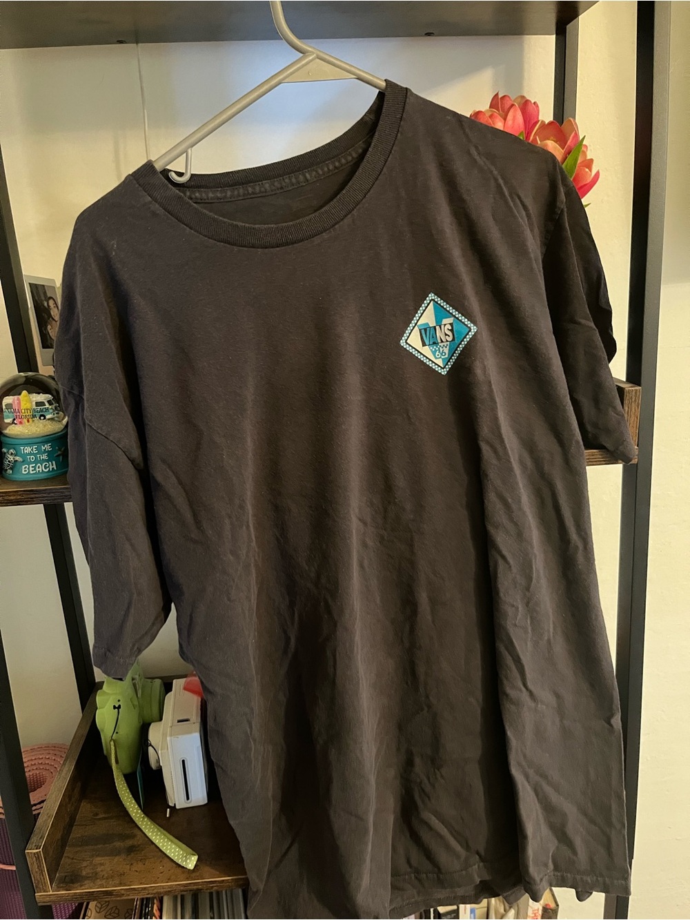 Men’s Vans Black Short Sleeve Tee with Teal Diamond Patch